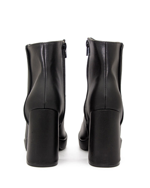 Botín Negro Liso Tacón Ancho 25501